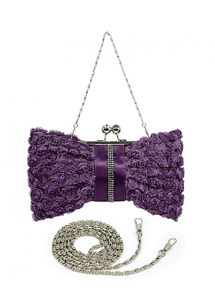 Evening Bag - Rosettes w/ Linear Beads – Purple – BG-639F-PL